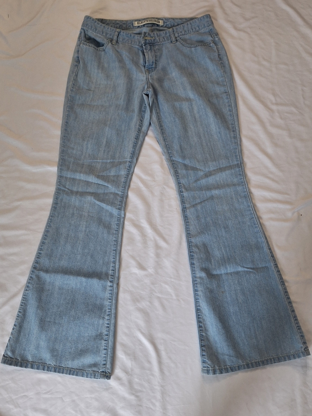 Y2K Express Womens Light Blue Denim Low Rise Flare Jeans 8